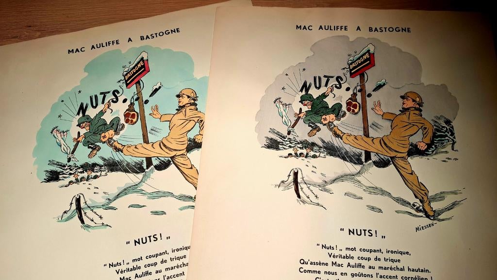 Superbe affiche original NUTS Bastogne Bataille des Ardennes, Collections, Objets militaires | Seconde Guerre mondiale, Enlèvement ou Envoi