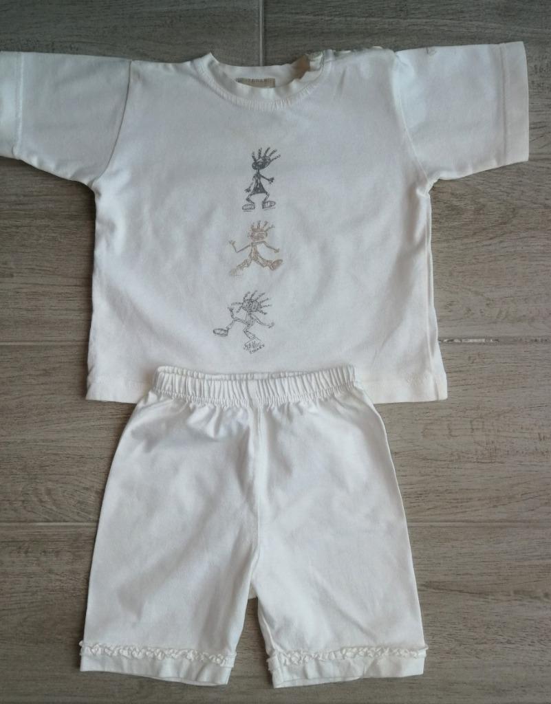 Witte T-shirt Strass + short Petit Filou - maat 68, Kinderen en Baby's, Jongetje of Meisje, Ophalen of Verzenden, Zo goed als nieuw