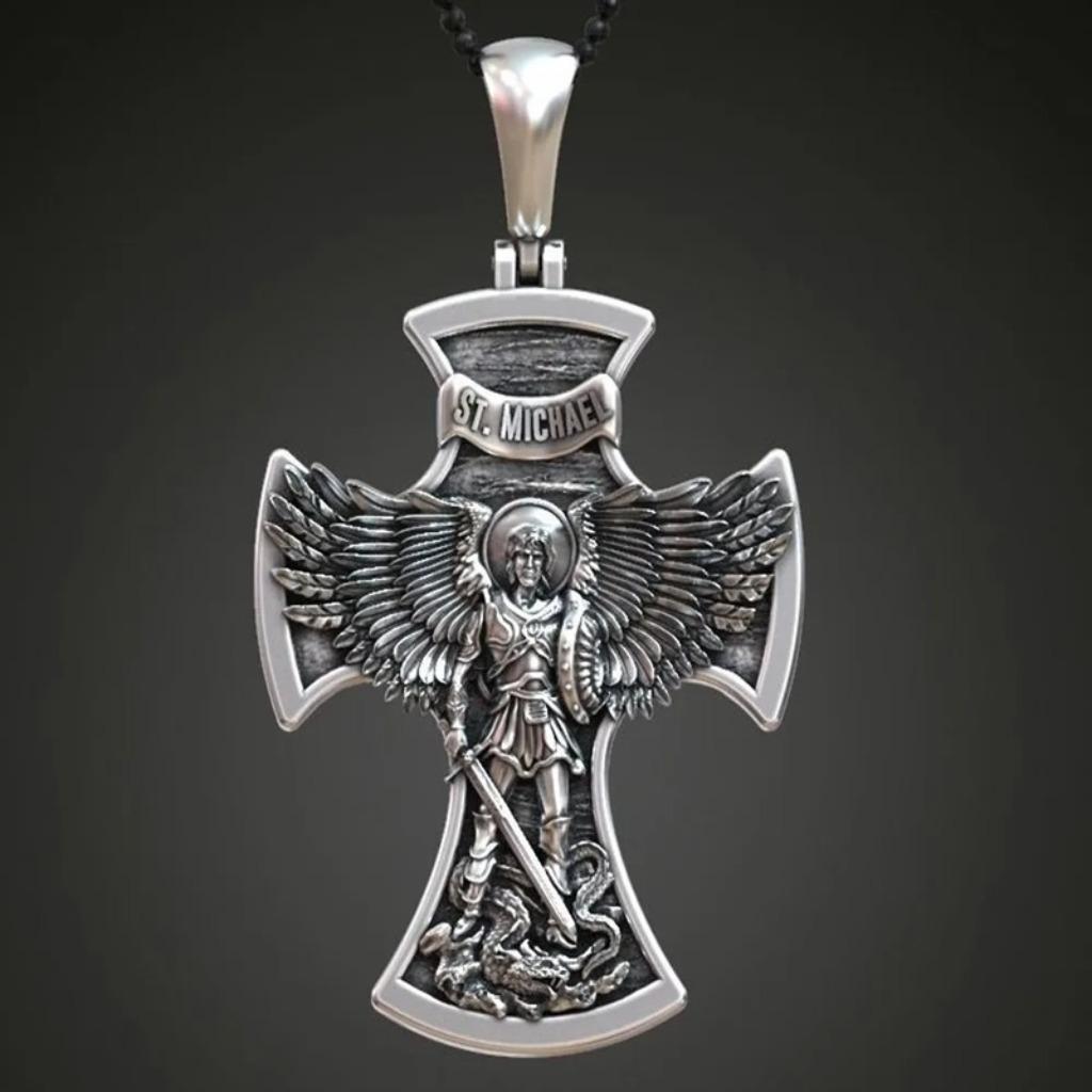Kruis van de Aartsengel Michael - 925 Sterling Zilver, Handtassen en Accessoires, Kettinghangers, Nieuw, Zilver, Zilver, Kruis of Symbool