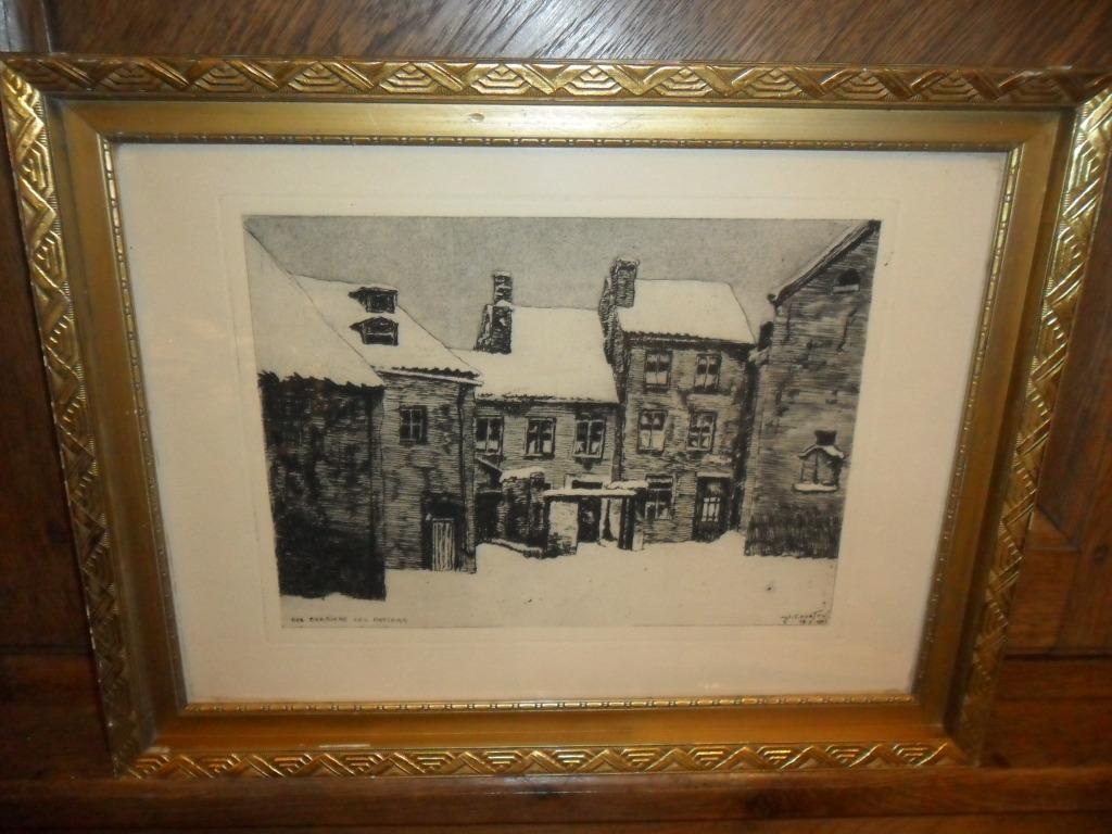 Eau forte de Joseph Courtoy (Liège 1895, Enlèvement ou Envoi