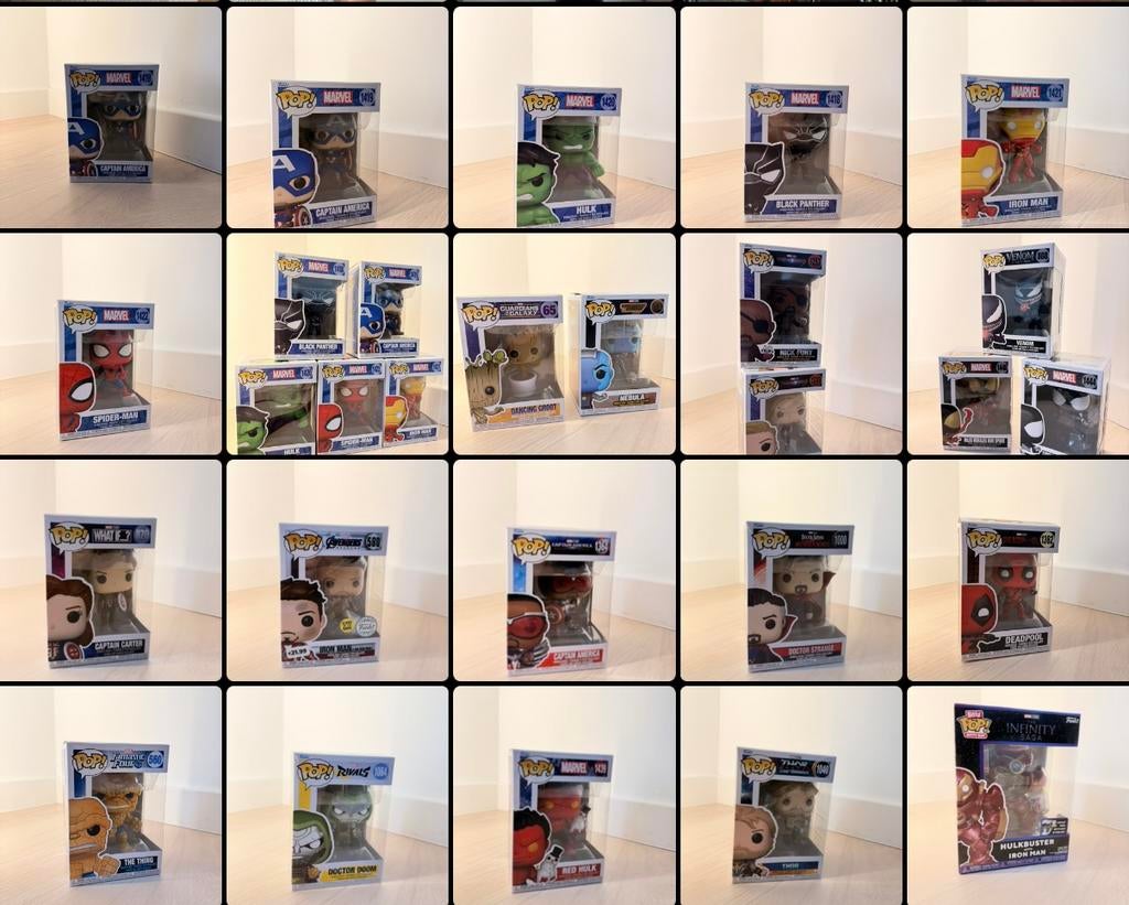 Marvel Funko Pop collectie – alles samen, Hobby en Vrije tijd, Ophalen of Verzenden, Zo goed als nieuw, Figuur of Figuren