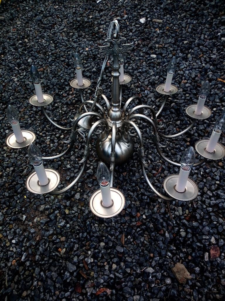 tinnen lusters, Huis en Inrichting, Lampen | Kroonluchters, Ophalen, Zo goed als nieuw, Overige materialen