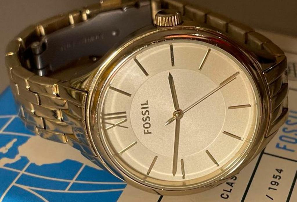 Montre en acier inoxydable doré Fossil, Bijoux, Sacs & Beauté, Montres | Femmes, Montre-bracelet, Enlèvement ou Envoi, Fossil