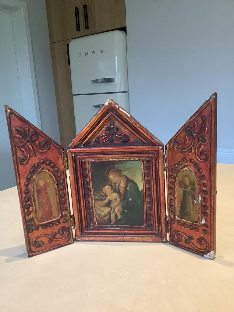 Triptyque religieux ancien - œuvre d'art triptyque, Enlèvement ou Envoi