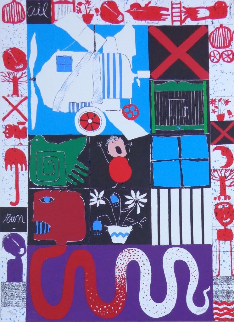 CHRISTIAN SILVAIN / CIEL. RIEN / KLEURZEEFDRUK 100x73cm SIG, Ophalen of Verzenden