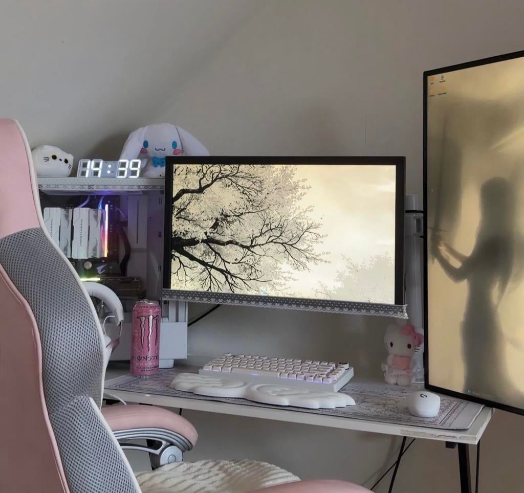 Volledige witte/roze setup, alles inbegrepen!, Computers en Software, Ophalen