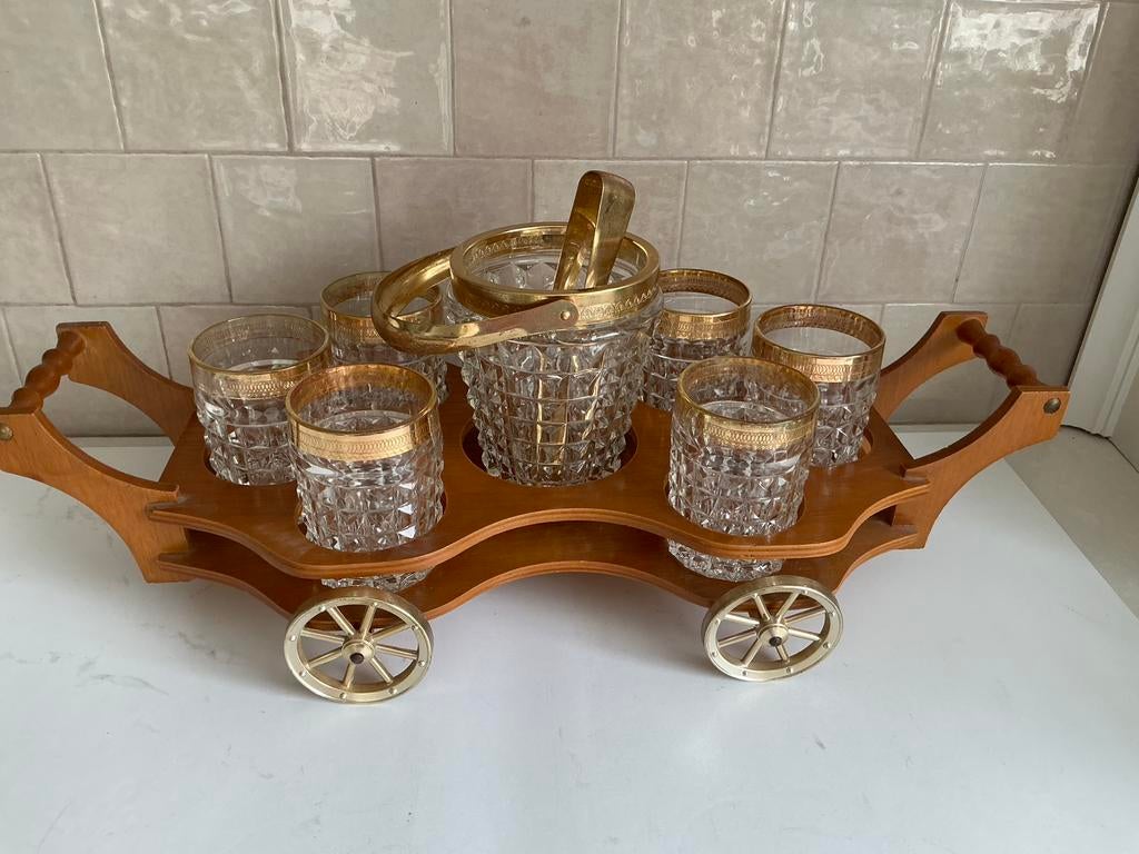 Vintage glazen en ijsemmer, Antiek en Kunst, Antiek | Servies compleet, Ophalen of Verzenden