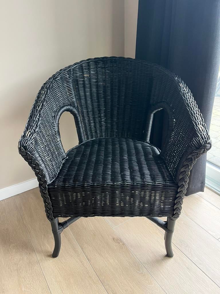 Rieten stoel, Ikea, zwart geverfd, Ophalen, Gebruikt, Zwart, Riet of Rotan