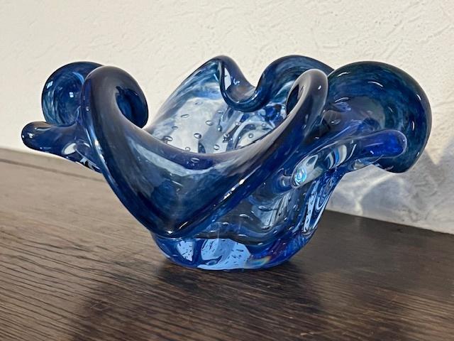 Cendrier en verre de Murano bleu cobalt, Antiquités & Art, Enlèvement