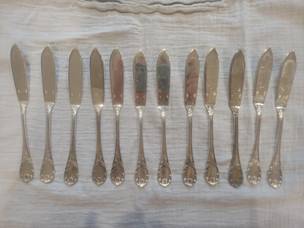 Christofle verzilverd visbestek – 12 vismessen, Ophalen of Verzenden