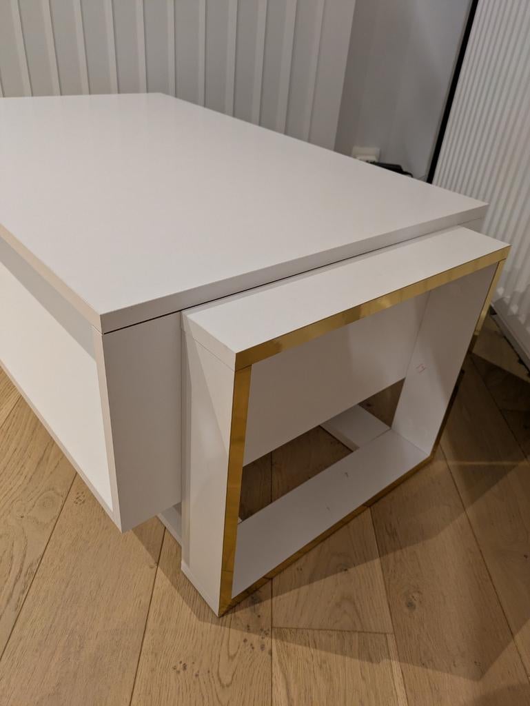 Witte salontafel met gouden randje, Huis en Inrichting, Ophalen