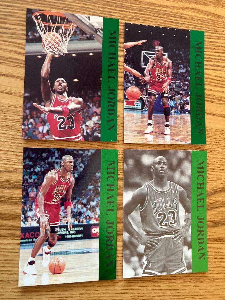 1992 Michael Jordan Promo Card Set - Green, Verzamelen, Sportartikelen en Voetbal, Gebruikt, Poster, Plaatje of Sticker, Ophalen of Verzenden