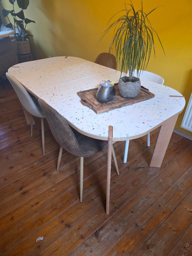 Eettafel terrazzo, Huis en Inrichting, Ophalen, Gebruikt, 50 tot 100 cm, 150 tot 200 cm