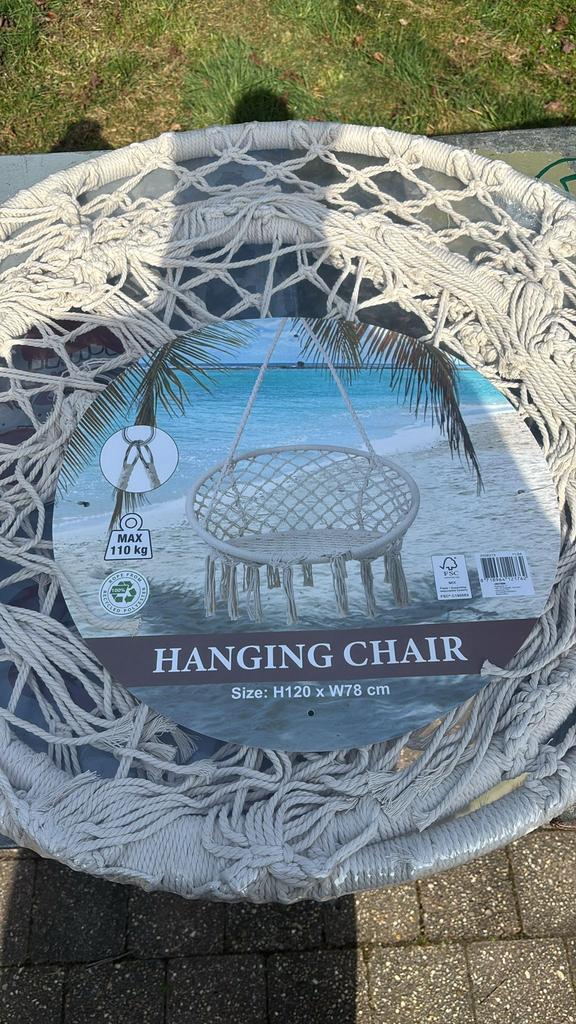 2x Nieuwe Macramé Hangstoel (Beige) – Ibiza Stijl, Tuin en Terras, Ligbedden, Nieuw, Ophalen