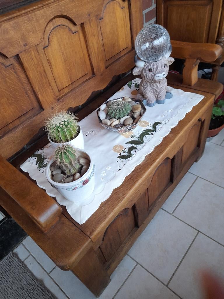 Banc coffre en chêne, 100 à 150 cm, 75 cm ou plus, Comme neuf, Enlèvement