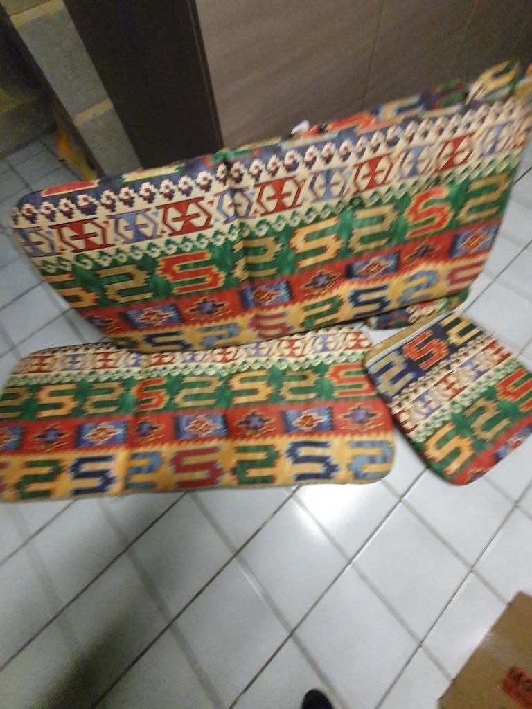 VINTAGE KLEURRIJKE KUSSENS VOOR TUINSTOELEN  4 grote voor 10, Tuin en Terras, Ophalen