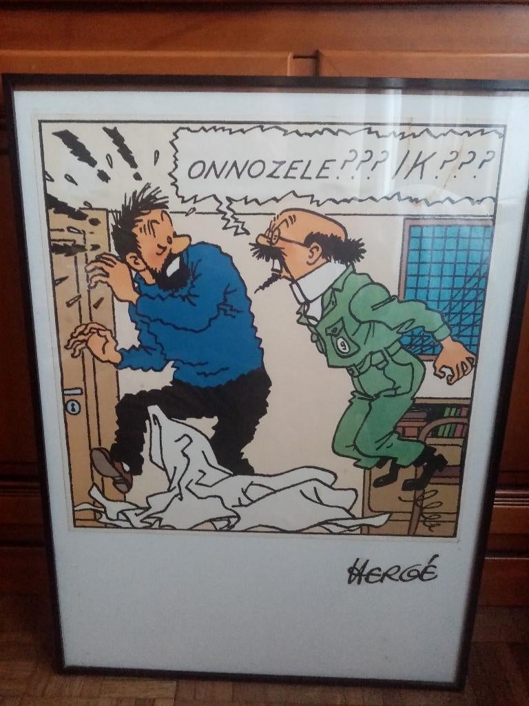 Deux planches Tintin contre collés sur Carton 44cm, Collections, Enlèvement, Tintin, Utilisé, Image, Affiche ou Autocollant
