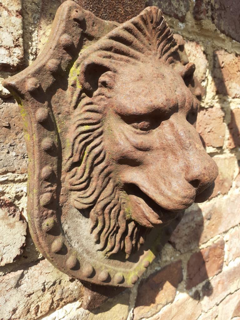 Bouche de fontaine en fonte, blason ,tête de lion., Enlèvement ou Envoi, Comme neuf, Fonte, Fontaine