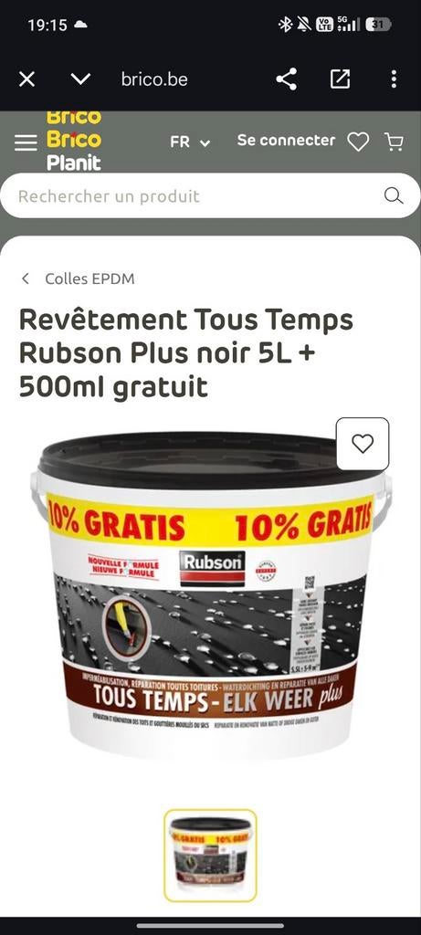 Rubson – Étanchéité Toiture Tous Temps roofing toit, Doe-het-zelf en Bouw, Isolatie en Afdichting, Ophalen of Verzenden