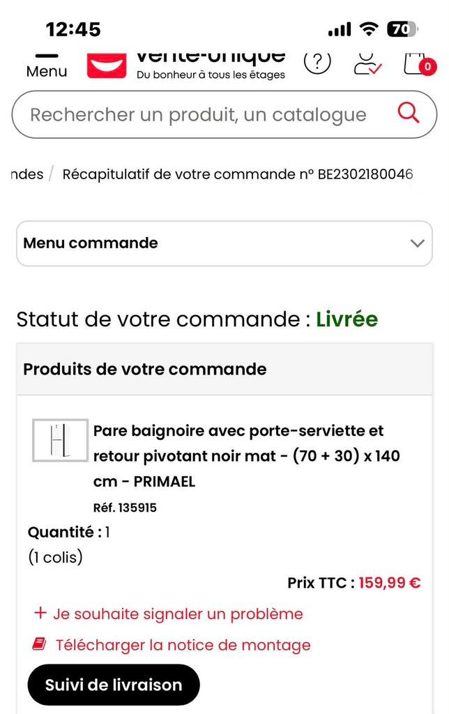Pare-baignoire noir mat, Maison & Meubles, Neuf, Moins de 25 cm, Enlèvement, 50 à 100 cm