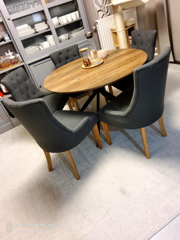 Chaise capitonné gris enthracite comme neuf  .. 1020 Laeken, Enlèvement, Comme neuf, Gris