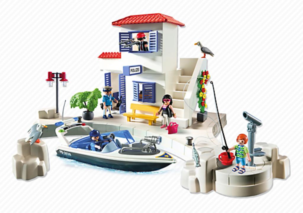 Playmobil 5128 havenpolitie, ZGAN, 100% compleet + doos, Ophalen of Verzenden, Zo goed als nieuw, Complete set