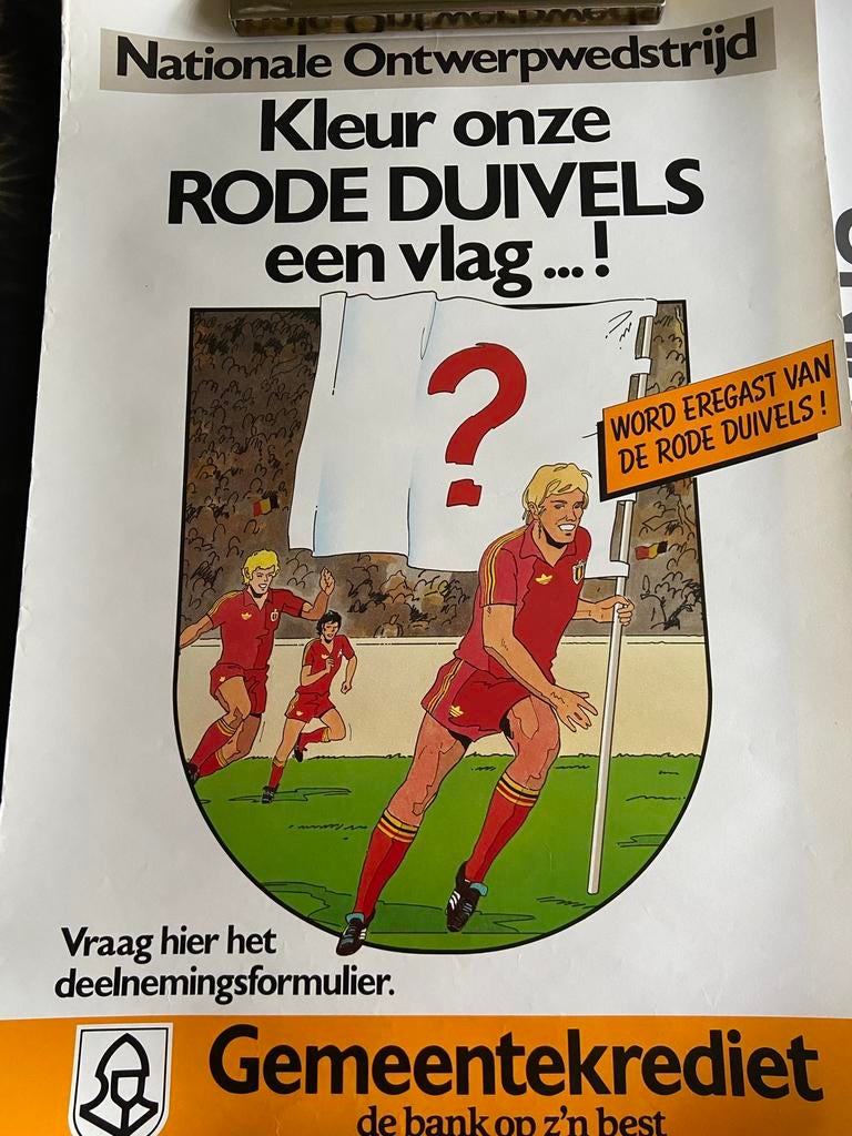 Speciale wedstrijdposter rode duivels, Verzamelen, Ophalen of Verzenden, Nieuw, Poster, Plaatje of Sticker