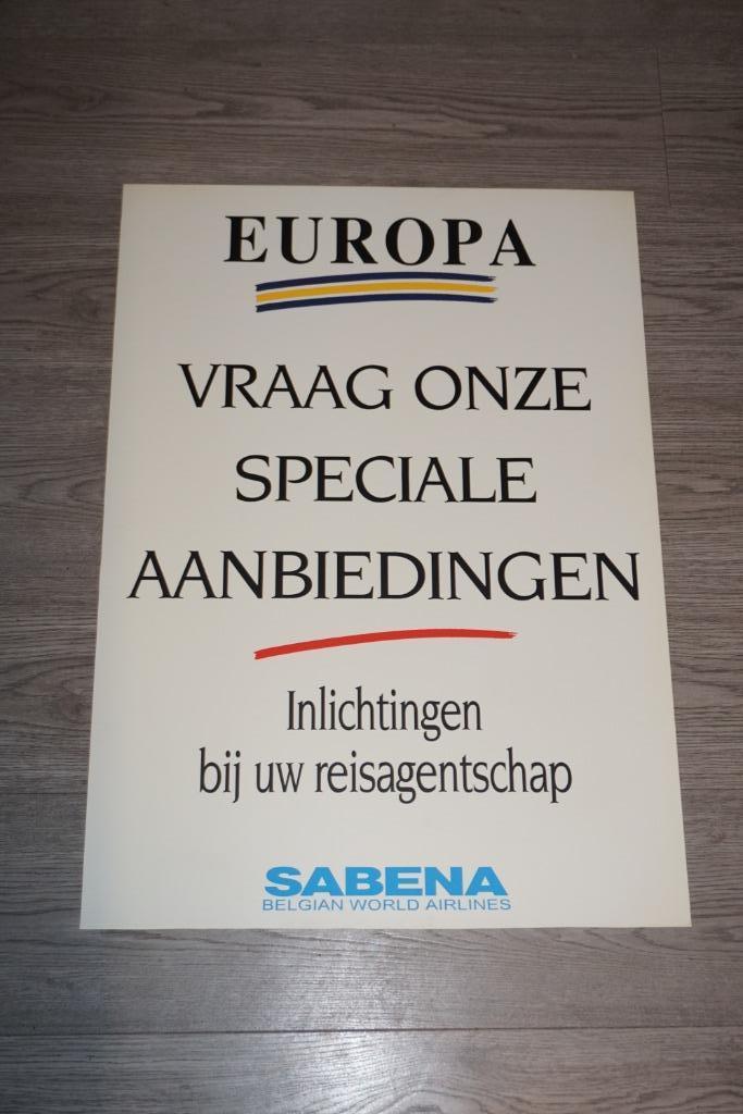 sabena grote pancarte van sabena - 70 cm x 50 cm, Verzamelen, Ophalen of Verzenden