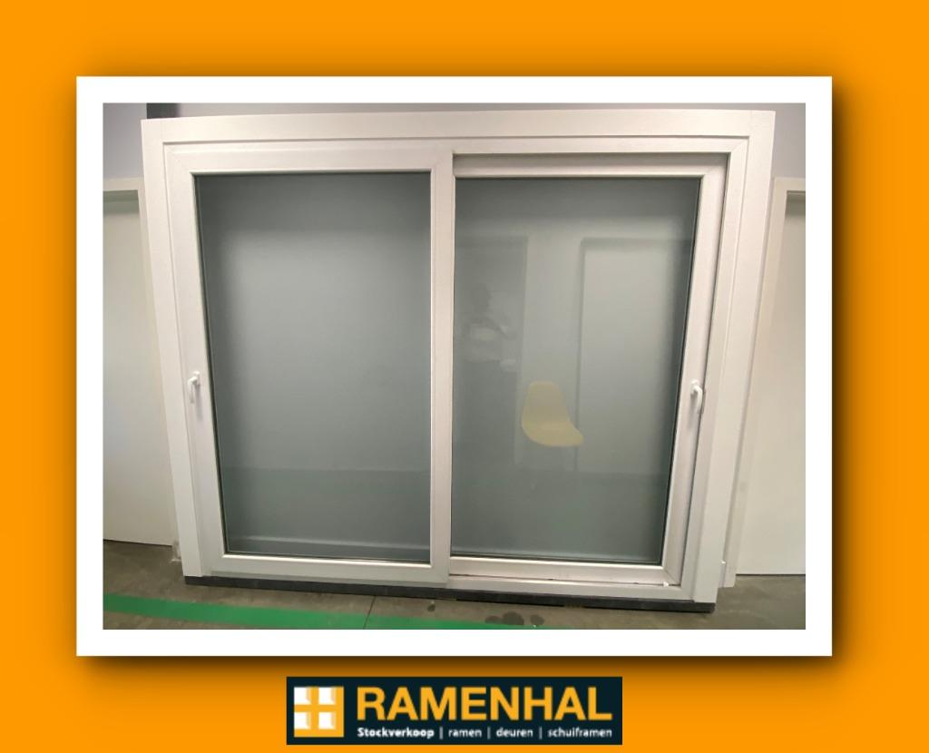 ramen pvc wit uit stock raam met glas stockverkoop RAMENHAL, Kunststof, Verzenden, Nieuw, 150 tot 225 cm