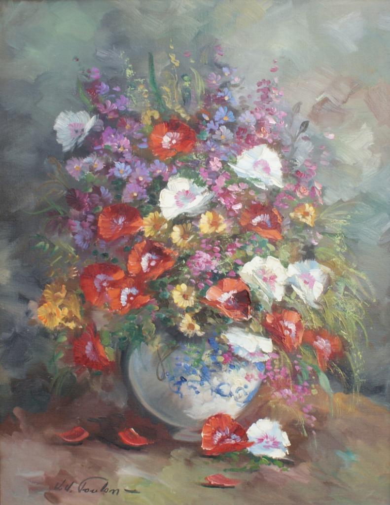 Jean-Jacques Foulon (1923-1980): Bloemenstilleven (O/D,74x94, Antiquités & Art, Enlèvement ou Envoi