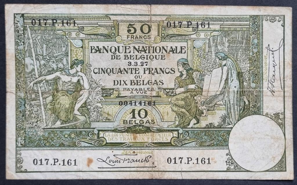 50 Francs 1927 Montald / Zeldzaam !!, Enlèvement ou Envoi, Billets en vrac