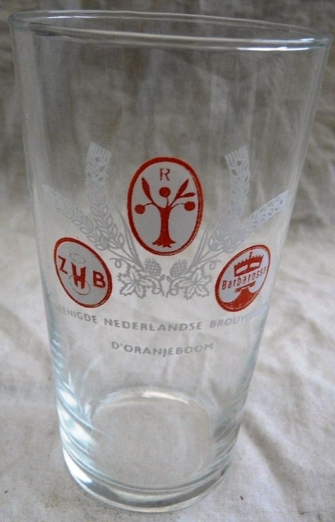 Bierglas Vintage Oranjeboom - ZHB - Barbarossa, 0,25L, 1960s, Verzamelen, Biermerken, Ophalen of Verzenden, Gebruikt, Glas of Glazen