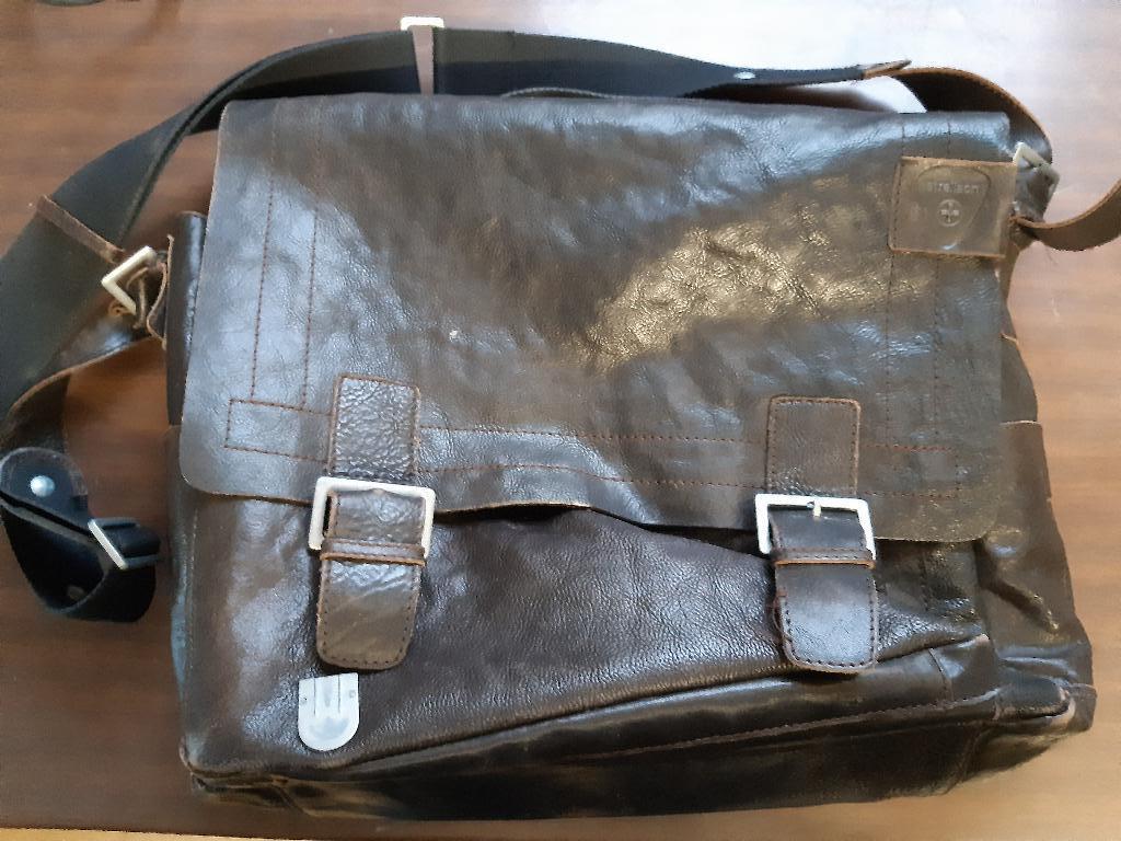 Mallette / Cartable en cuir, Cuir, 30 à 40 cm, 30 à 40 cm, Brun
