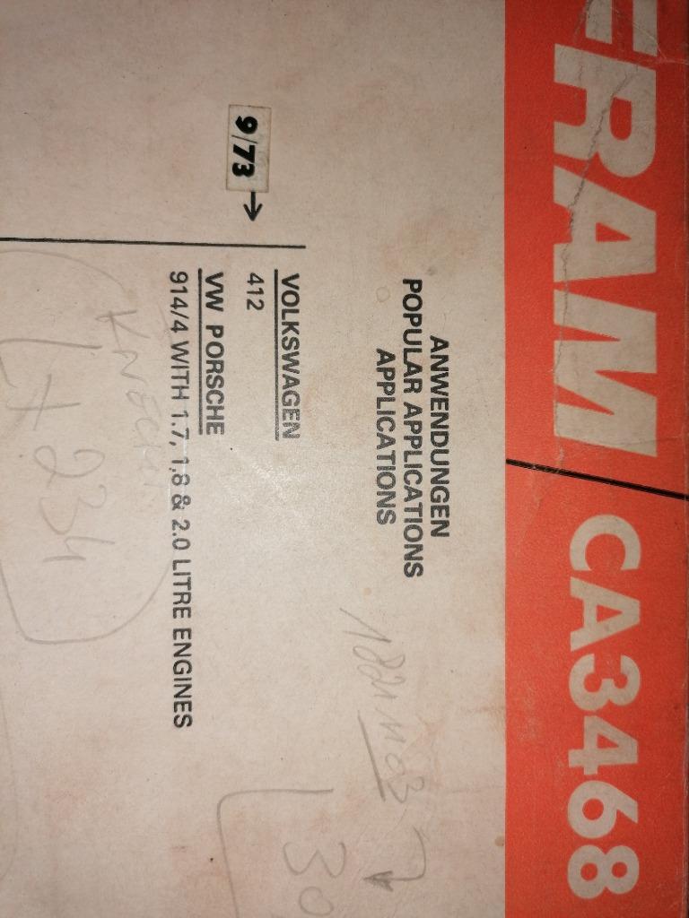 Volkswagen 412 porsche 914/4 luchtfilter, Verzenden, Nieuw, Porsche