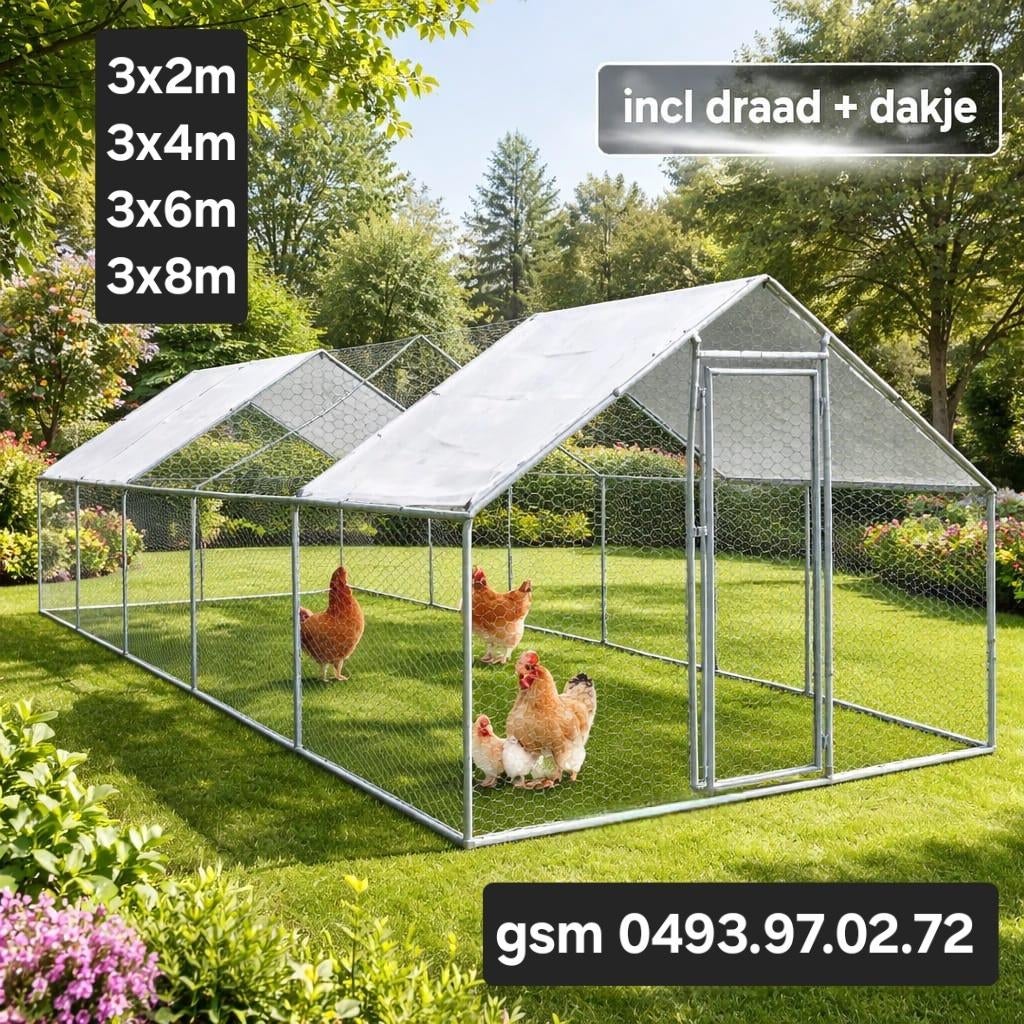 kippenrennen in verschillende maten incl draad en dakje