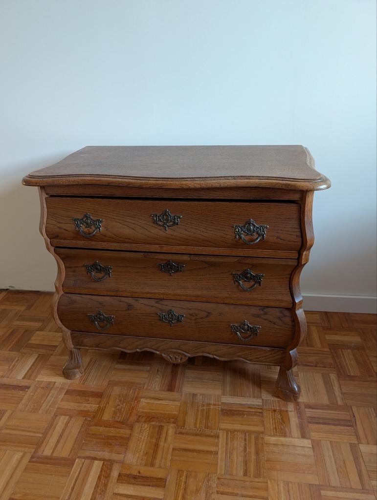 Volhouten antieke commode, Huis en Inrichting, Kasten | Ladekasten, Eikenhout, 50 tot 100 cm, Zo goed als nieuw, 3 of 4 laden