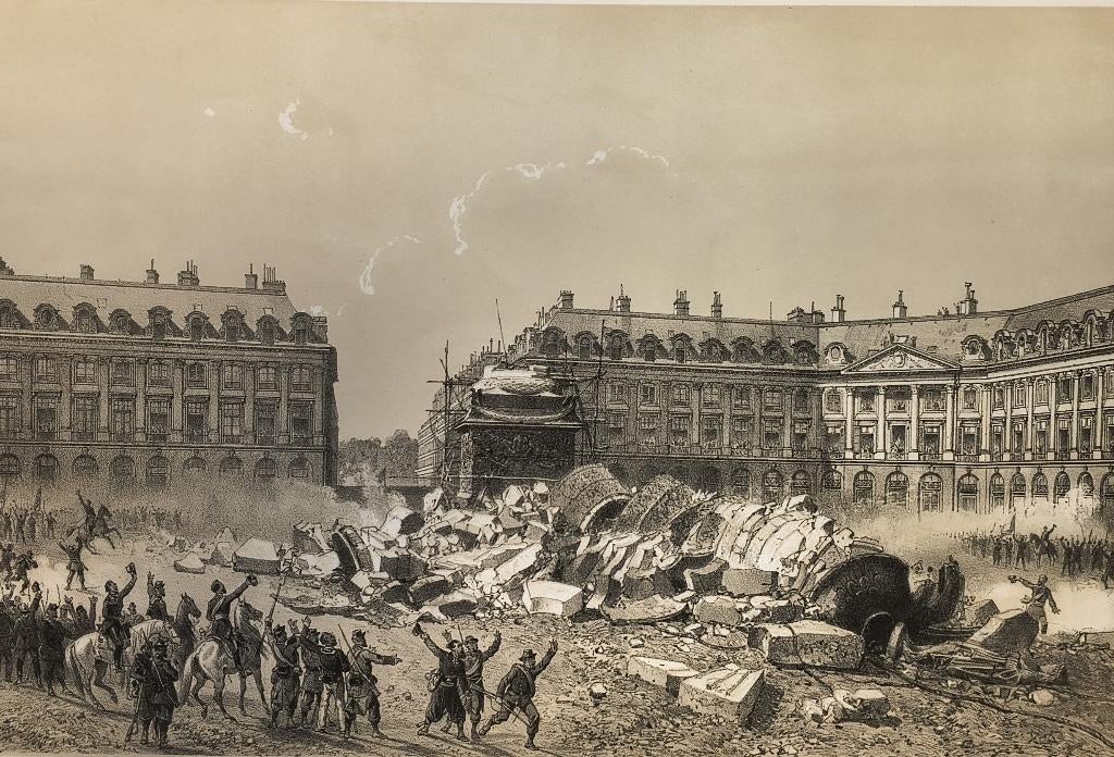 COLONNE DE LA PLACE VENDÔME - Paris et ses ruines, Antiquités & Art, Enlèvement ou Envoi, Vue urbaine, Lithographie
