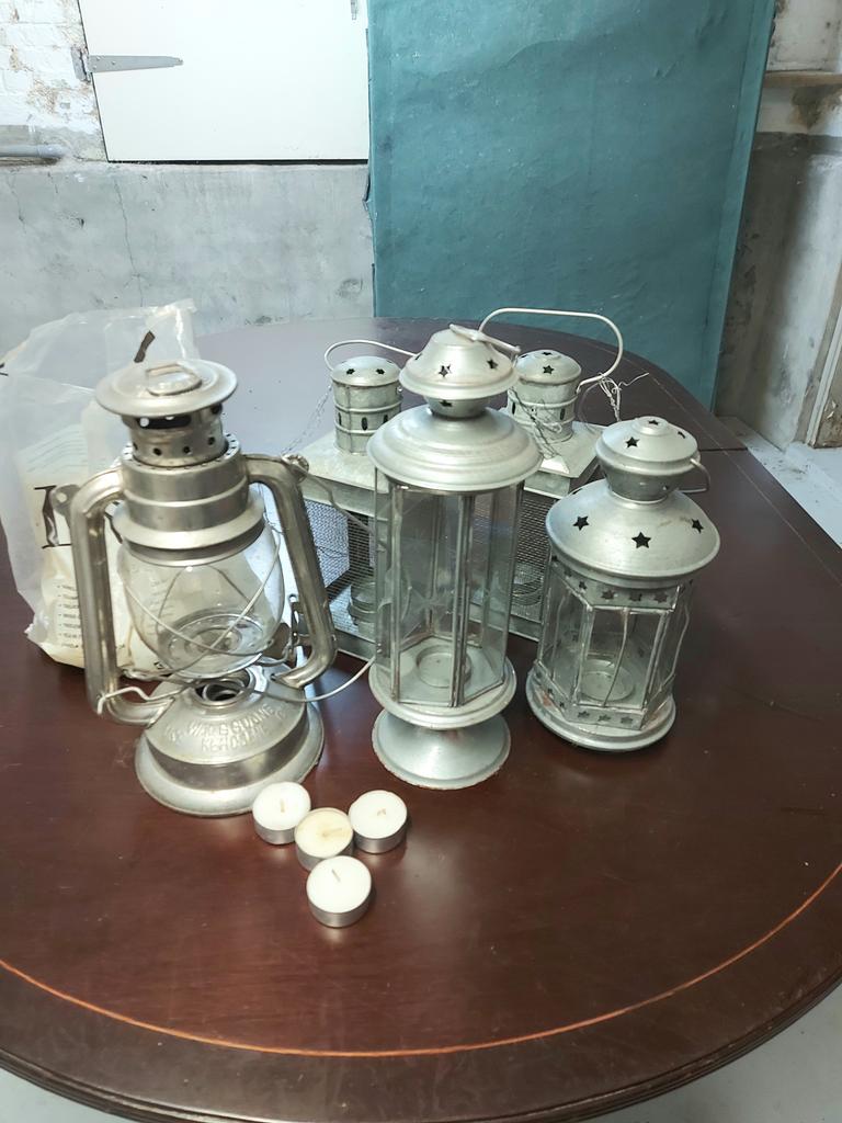 5 metalen sfeer lantaarns, Ophalen, Gebruikt, Hanglamp