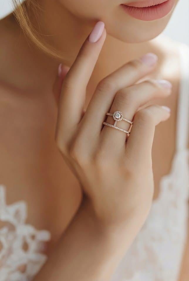 Bague 2 rangs Diamants Naturels OR 18K Certificat, Bijoux, Sacs & Beauté, Bagues, Neuf, Or, Plus petit que 17, Or