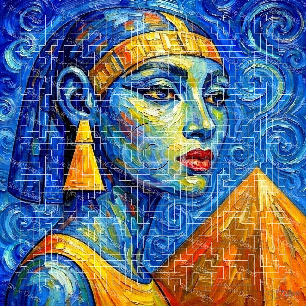 Peinture sur toile Egyptia / Façon Van Gogh (60x60cm ), Antiquités & Art, Art | Peinture | Classique, Envoi