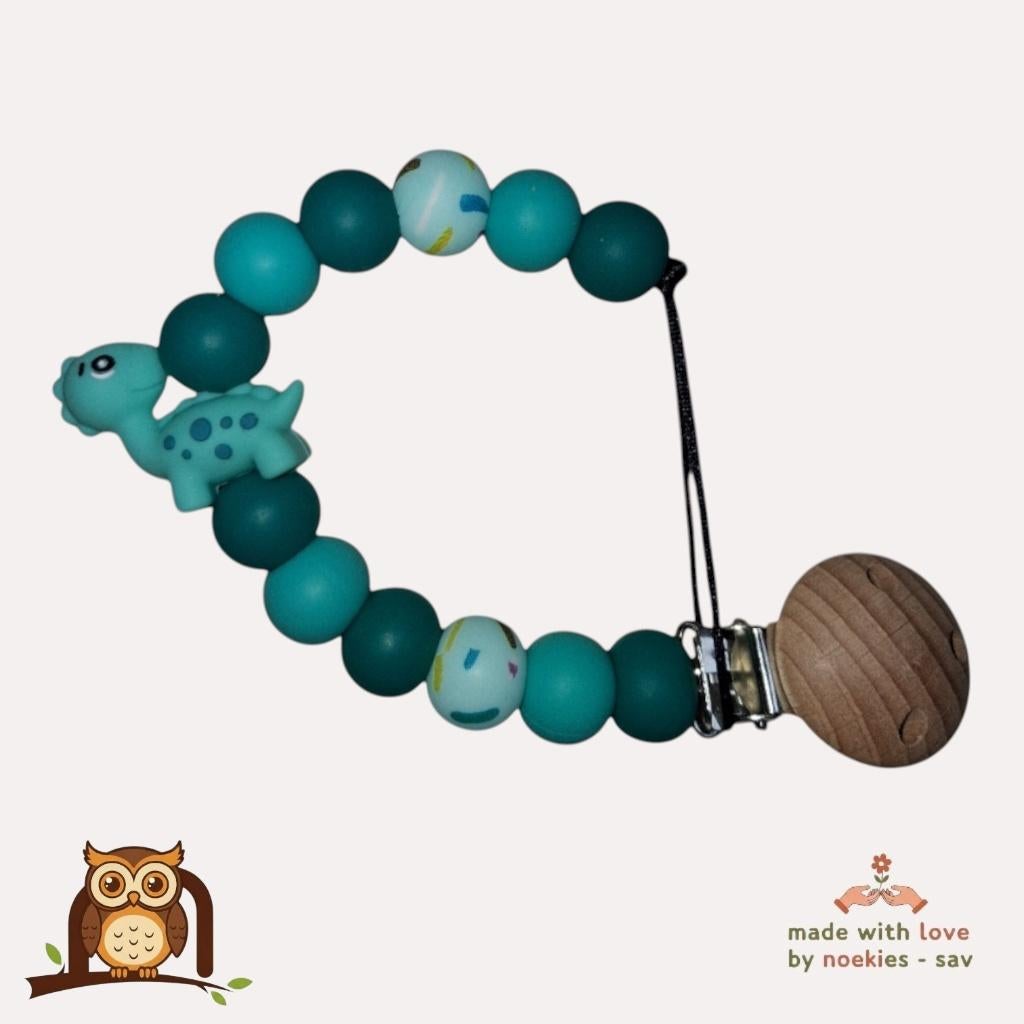 nr 26 noekies speenkoord dino turquoise, Verzenden, Nieuw, Kraamcadeau