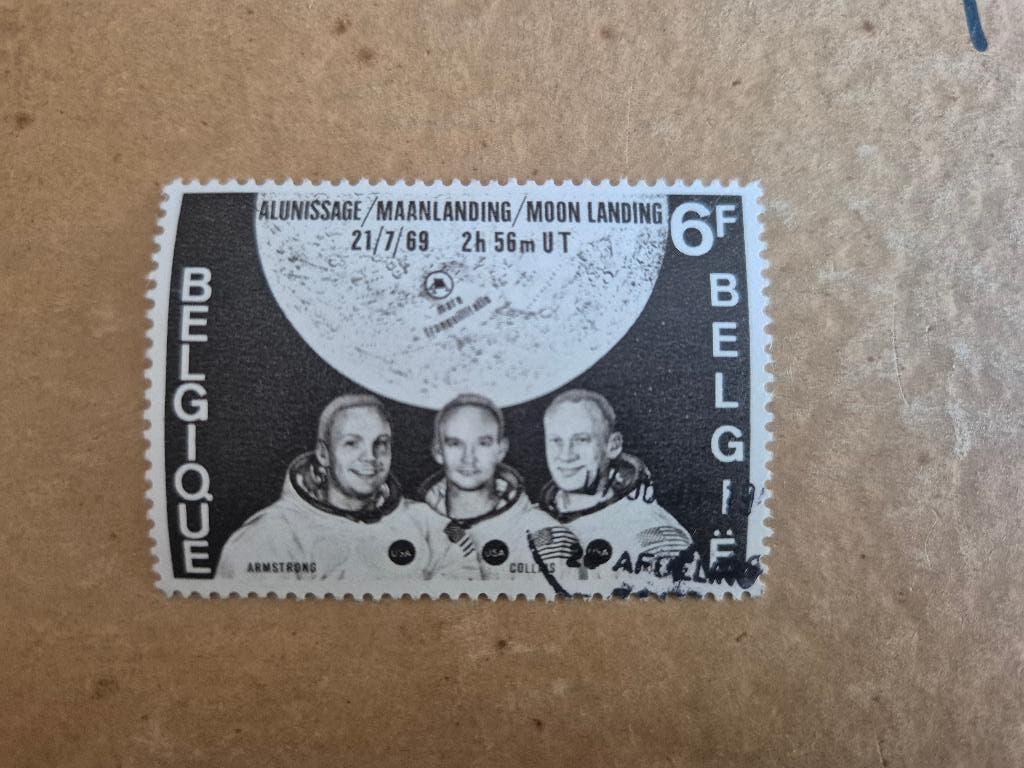 Timbre Armstrong d'atterrissage sur la lune, 21 juillet 1969, Timbres & Monnaies, Timbres | Europe | Belgique, Affranchi, Autre