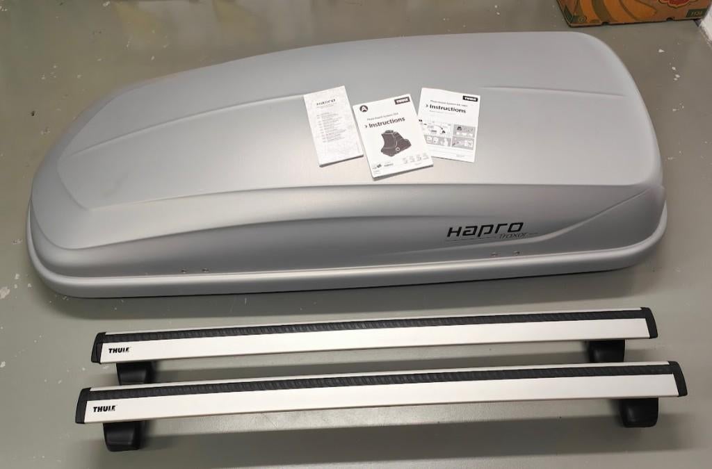 Coffre de toit HAPRO + barre thule, Autos : Divers, Coffres de toit, Enlèvement, Utilisé