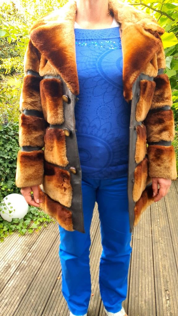 Manteau en fourrure vintage — style patchwork, ANDERE, Taille 38/40 (M), Brun, Enlèvement