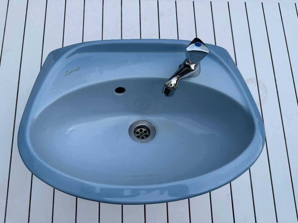 Retro lave-mains Dolomite - Blauw, Doe-het-zelf en Bouw, Sanitair, Ophalen, Gebruikt, Wastafel