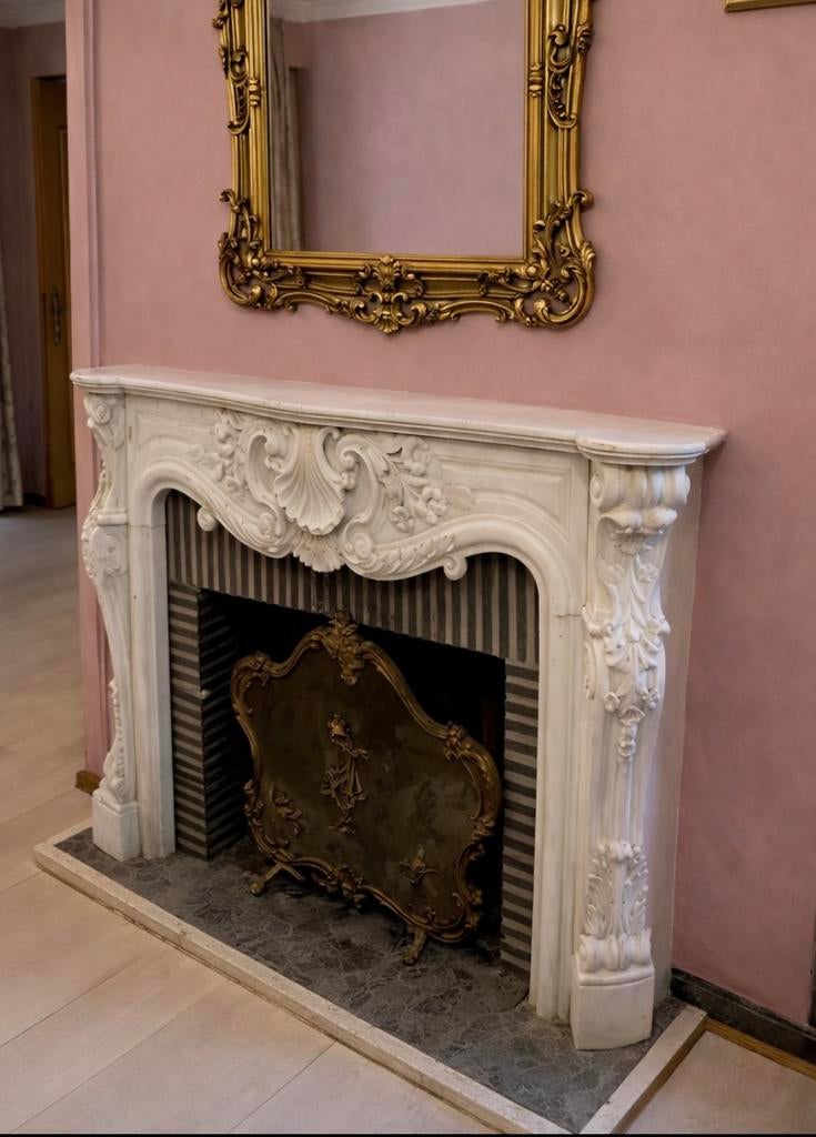 Cheminée marbre Carrare 140cm - XIXe, démontée, Enlèvement, Comme neuf