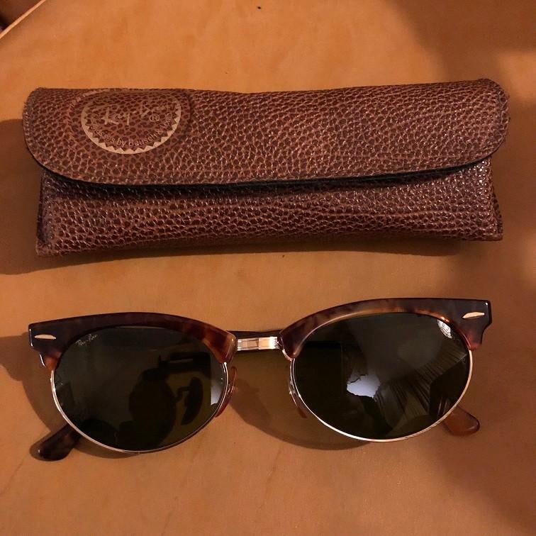Vintage B&L Ray-ban Clubmaster Oval Max W1265 zonnebril OM1, Enlèvement ou Envoi, Comme neuf, Brun, Ray-Ban