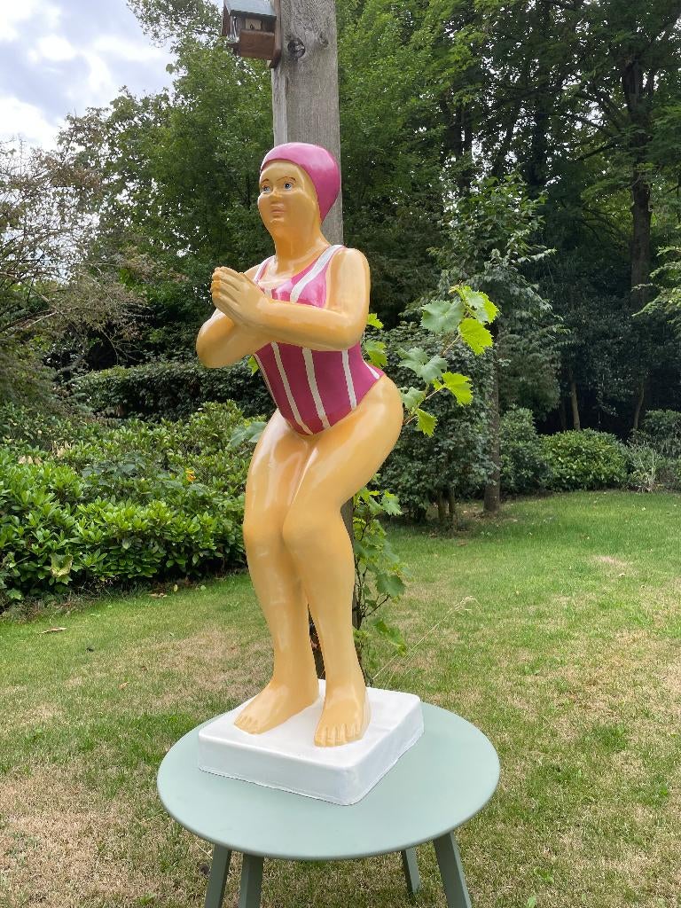 Duikende dame jacuzzi tuin, zwembad, vijver 115cm, Ophalen, Nieuw, Kunststof, Dierenbeeld