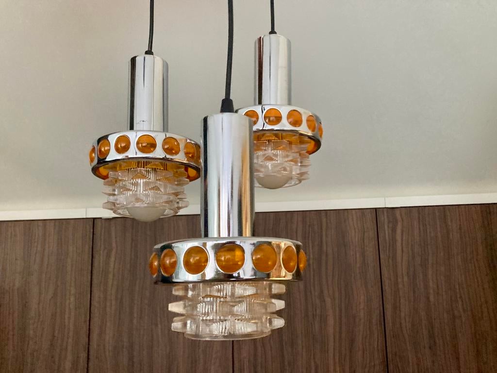 Vintage cascade hanglamp, space age, Ophalen of Verzenden, Gebruikt, Kunststof