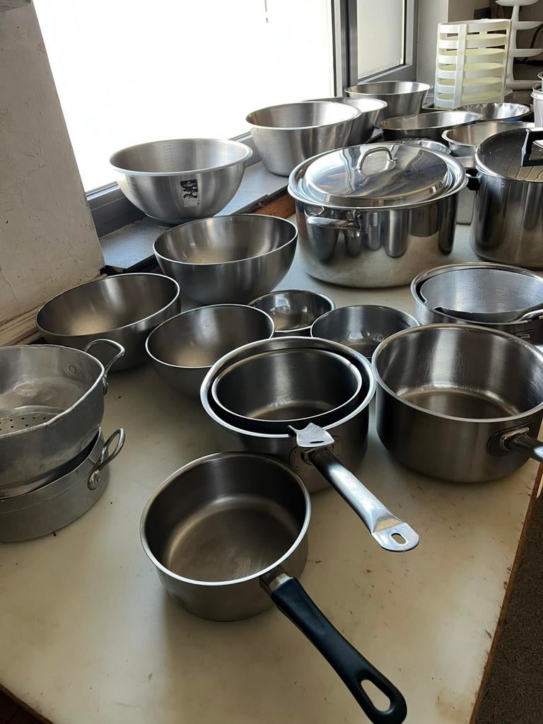 Lot inox potten en pannen, Huis en Inrichting, Keuken | Potten en Pannen, Ophalen, Gebruikt, Inox
